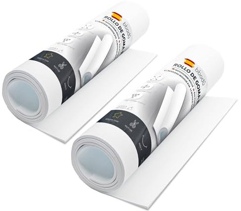 BIBODU Pack 2 Rollos Goma Eva Blanca 2mm grosor | Tamaño 150 cm x 32cm, Densidad 80 kg/m3 | Goma Eva Blanco para Manualidades DIY, Disfraces Cosplay, Halloween | Apto Niños y Niñas