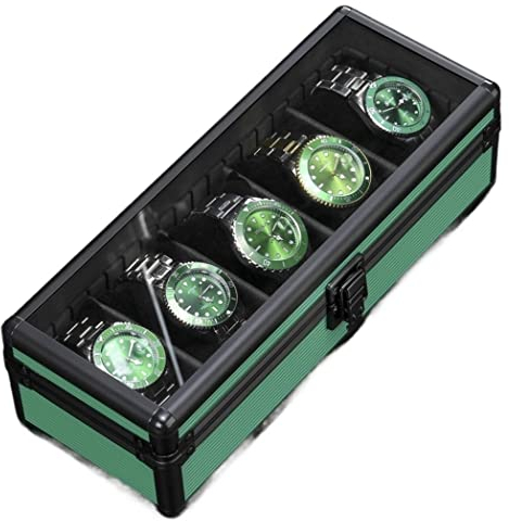 JGATW Uhrenbox Uhren-Aufbewahrungsboxen Uhrenetui Für Herren Uhrenetui Display-Organizer-Boxen Für Damen Uhrenkasten (Blue : Grün)