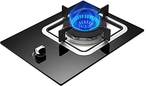 Professioneller Gaskochfeld aus gehärtetem Glas, 4,2 kW, 1 Zonen, integrierte Glaskeramik-Kochplatte (schwarz) (Ng)