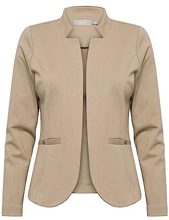 fransa FRCEDILAN Damen BlazerKurzblazer Jacke Stehkragen ohne Knopfleiste Taschen mit Druckknopf, Größe:L, Farbe:Silver Mink (171312)
