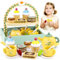 Airlab Wooden Tea Set for Toddlers, Childrens Toy Tea Set for 3 4 5 Years Old Girls and Boys Afternoon Tea Party Pretend Play Kitchen Accessories with Cupcake Stand and Cake Food