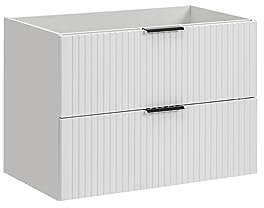 Mueble de Lavabo ADEL White 80 cm, Con Encimera o Lavabo Empotrado, Blanco, Puertas Fresadas, Para Baño (Solo Mueble)