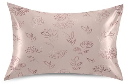 Flower Floral Rose Gold Elegant Pregnancy Pillow Case Envelope Closure Pillowcase Washed Cotton Pillow Case Eurosham Pillow Cases Satin Pillowcases in Queen Size 20 x 30 Inch