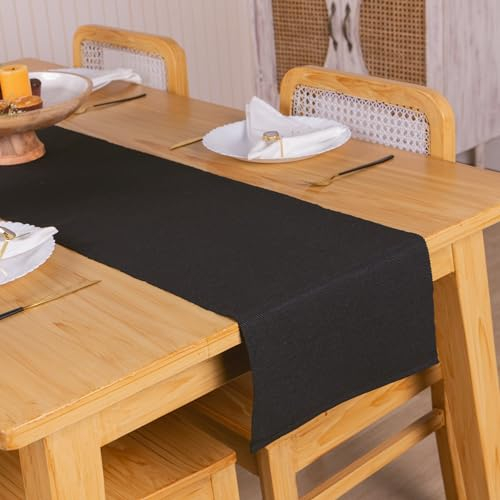 Schwarzer Tischläufer 13x72 Zoll - Partyzubehör zu Hause Wohnzimmer Dekorative Accessoires für Esstisch