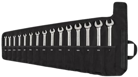 TEKTON Wendbares 12-Kant-Ratschenringschlüssel-Set mit Tasche, 15-teilig (6-24 mm) | WRC94401