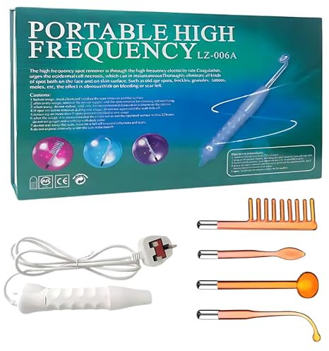 High Frequency Wand, Portable High Frequency Facial Machine with 4 Red Electrodes, Skin Tightening Machine for Facial Beauty, Face Device for Skin Care Home Salon Use