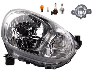 Johns, Scheinwerfer Halogen Front passend für Nissan Micra K13 05/2010-05/13 H4 Rechts + Nebelscheinwerfer + Leuchtmittel