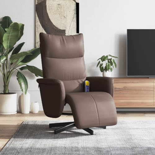 Gecheer Relaxsessel Massagesessel mit Fußteil Fernsehsessel Ruhesessel TV Sessel Liegesessel Massagefunktion Polstersessel Relaxliege Loungesessel Wohnzimmersessel Braun Kunstleder