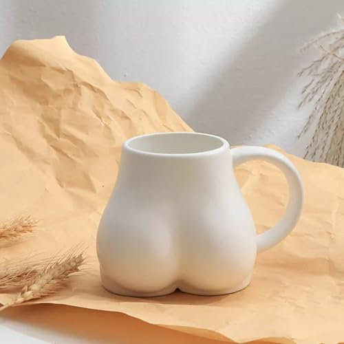 Romehaha Funny Coffee Mug,Butt Shaped Tea Drinking Cup Milk Beverage Cup,Ceramic Feminine Female Body Mug Vase Vase Home Decor,Personalized Novelty Gifts,300ml/10 oz (White)