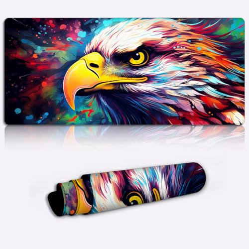 CHTXD Tapis de Souris Vibrant Eagle XL Tapis de Souris de Jeu (31,5 x 11,8 x 0,12 Pouces) Grand Tapis de Souris en Tissu Grand Tapis de Souris pour Ordinateur Portable, Bureau