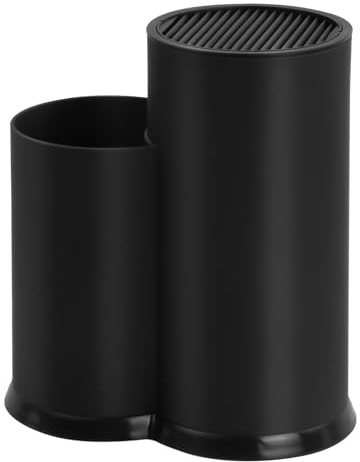 Chstarina Bloc Couteau Universel, Porte Couteaux Noir, 2 en 1, Support Couteau de Cuisine, Bloc à Couteaux Vide, Support à Couteaux avec Porte-ustensile pour jusqu'à 12 Couteaux