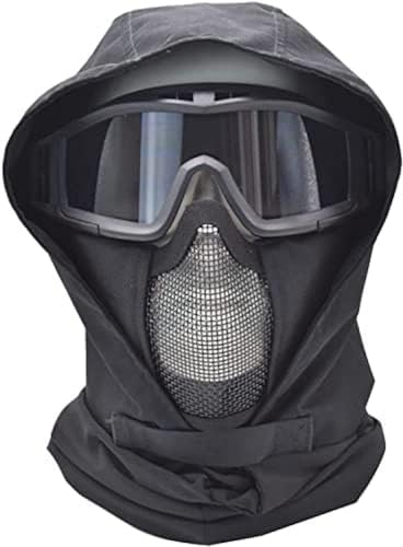 Airsoft-Maske, Taktische militärische CS-Schutz-Paintball-Dual-Mode-Haube mit Faltbarer Halbgesichts-Airsoft-Netzmaske mit Schutzbrille