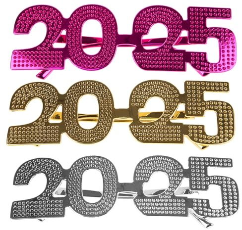 COHEALI 2025 Brille Silvester: 3 Stück Ausgefallene Brille Abschlussfeier 2025 Party