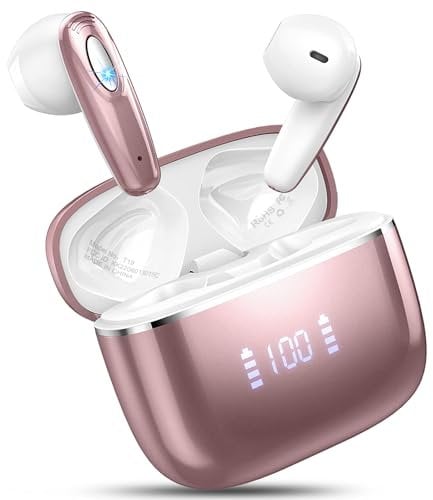 Ordtop Wireless Earbuds Bluetooth Wireless Headphone with 14.2mm Drivers Stereo, 4 ENC Noise Cancelling Mic Bluetooth Earphone, 40Hrs Mini Ear buds, USB-C/Clear Call/Touch Control/IP7 Waterproof