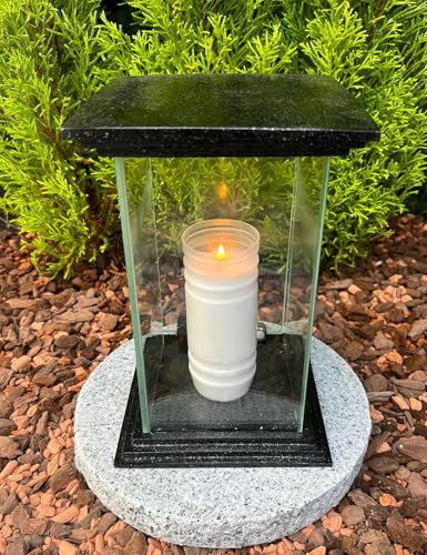 Grablampe Grabkerze Grablicht Grabdeko mit Tür 25,5 cm H. Friedhofskerze Grabstätten NEU