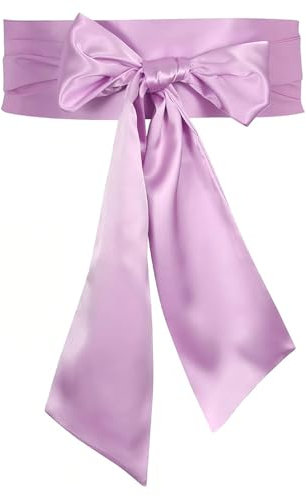 UYRVAPE Cintura da donna in raso 4 cm x 180 cm nastro imitato seta lunga sciarpa vestito cintura cappello accessori, Viola