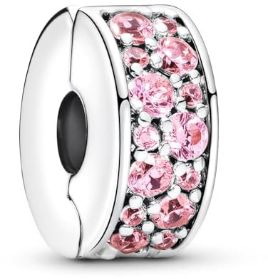 Rosa Charms Stopper & Beads für Damen,Farbintensive Legierungs,Blume Glühwürmchen Rosa Sterling Silber S925 Charm Anhänger für Armbänder,Sicherheitskette,Murano Glas Schmuck