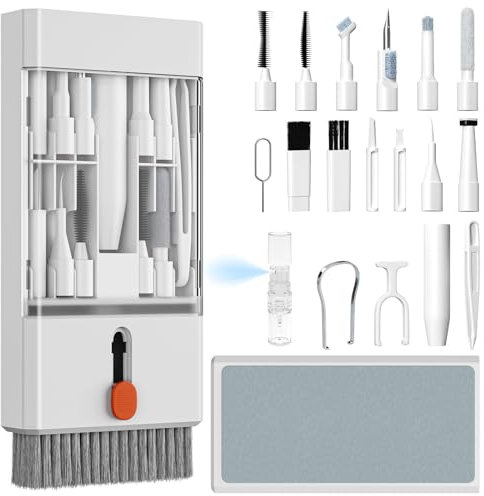 22 en 1 Brosse de Clavier d'outils Nettoyage Multifonctio Extracteur de Clavier, Pinceaux Nettoyant Ecran pour Bluetooth Earbuds Ordinateur Airpods iphone ipad Téléphone Caméra, Blanc Ivoire
