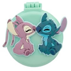 Disney STITCH – Cepillo plegable – Espejo integrado – Lilo & Stitch – Stitch & Angel – Producto oficial de Disney