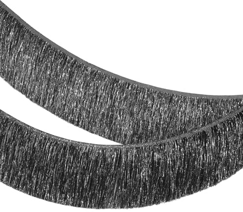 MOMAHUA Lametta Fransen Girlande Schwarz, 20x200cm Metallic Foil Fringe Garland Lametta Glitzer Vorhang für Parade Floats, Verlobung Hochzeit, Weihnachten, Geburtstagsparty, Fransengirlande