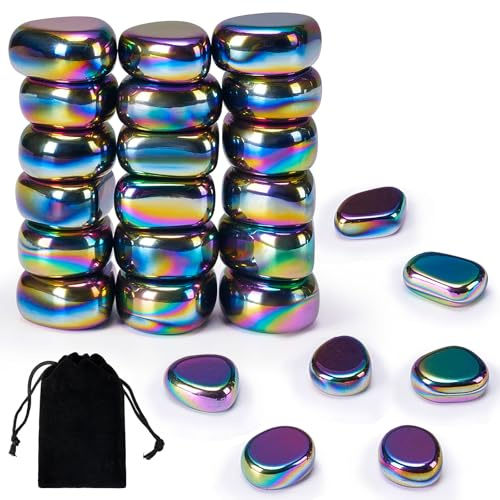 20 Stück Bunte Hämatit Magnetsteine – Irreguläre Magnetische Steine Zum Entspannen, Dekorieren & Kreatives Anti-Stress Set mit Aufbewahrungsbeutel für Büro, Zuhause oder Als Geschenk