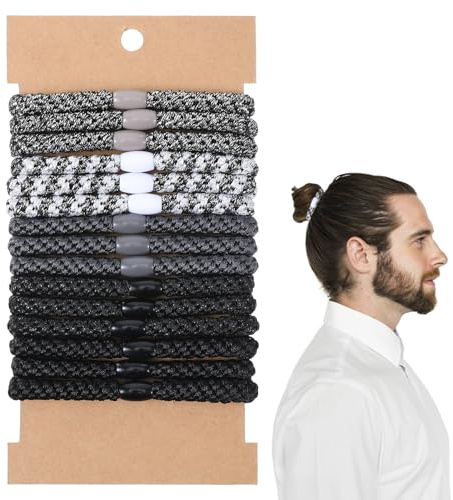 15 Pcs Herren Haargummi, Haargummi Schwarz aus Reißfestem Nylon, 4-Wege-Stretch für Alltag