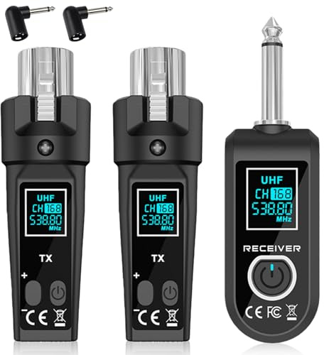 Ricevitore de micrófono XLR inalámbrico, 2,4 GHz, 1 a 2 UHF, transmisor/receptor inalámbrico para micrófonos dinámicos y de condensador, mezclador de audio, 50 m, adaptador de micrófono de radio para