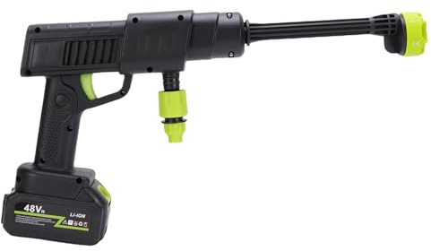 Akozon Tragbare Autowaschanlage, Kabelloser Hochdruck-14-Zylinder-Kolbenmotor, 8–10 M Reichweite, 40 Bar Spitzendruck-Hochdruckreiniger für Autos (EU-Stecker)