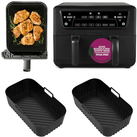 Juego de 2 moldes de silicona para Cuisinart XXL 10,4 L, revestimiento de silicona, molde para cocina, aire freider, 2 compartimentos, molde de aire freider, apto para lavavajillas