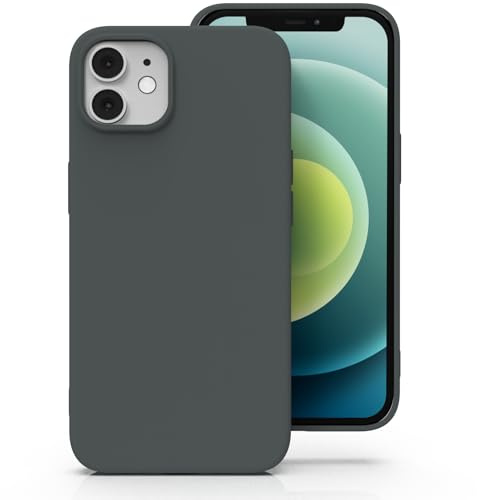 Zuvirelx Silicone Case for iPhone 12/12 Pro, Soft Grip, Thin, Minimalist, Shockproof, Non-Slip, Pocket-Friendly - Charcoal Gray