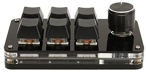 Qudinip Mini Clavier à 6 Touches, Clavier Mécanique Programmable avec Bouton pour Jeux Vidéo, Bureau, Musique, Câble USB Détachable, Macro à Une Main pour PC