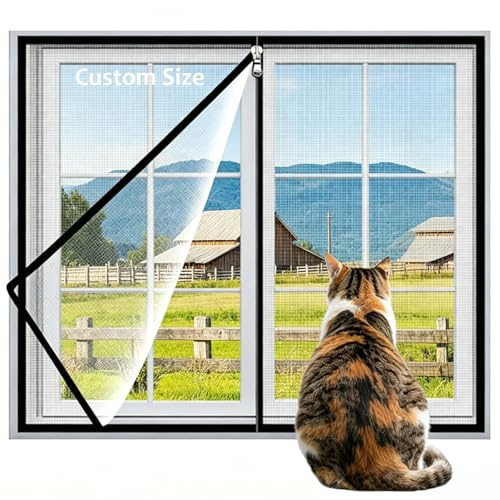 Self-Adhesive Insect Screen,Custom Size Cat Protection Window Guard | Tear-Resistant Window Screens Mosquito Net Keep Bugs Out,Fitted to Multiple Windows