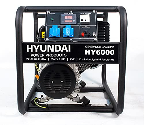 HYUNDAI HY-HY6000 Generador gasolina, 4 W, 230 V, Negro, Mediano
