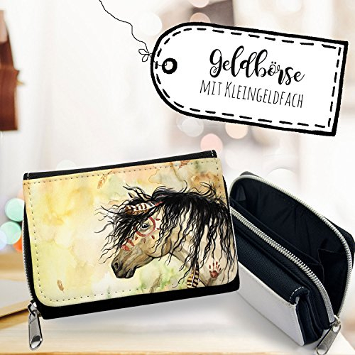 ilka parey wandtattoo-welt® Portemonnaie Pferd Portmonee Geldbörse Brieftasche Wildpferd Indianer gk111