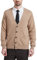 Kallspin Chaqueta Suéter de Lana Mezclada para Hombre Cuello en V con Botones y Bolsillos(Marrón Café,XL)