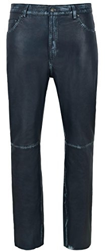 Herren Lederhose Motorrad Navy Vintage Lammfell Leder Jean Style 501 (38)