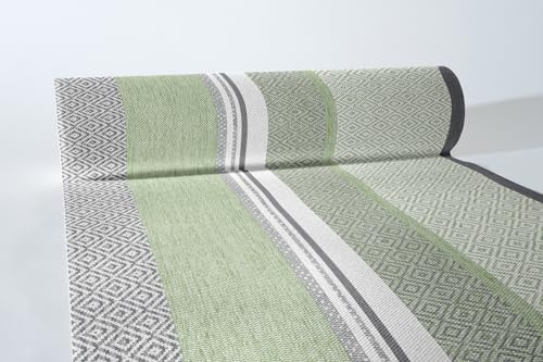 Mank Airlaid Tischläufer 40 cm x 24 m, Tischdecken-Rolle stoffähnlich, praktische Einmal-Tischdecke für Hochzeit oder Partys, Lagos (Grau-Grün)