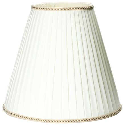 ORION LIGHTSTYLE Ersatz Lampenschirm 38cm Stoffschirm mit Aufnahme oben 12mm Schirm Stoffschirm Creme mit brauner Borte