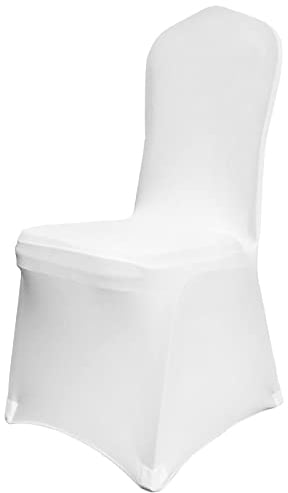 VEVOR Couverture Housses de Chaise Mariage 50 Pièces Housse de Chaise Blanche Housse de Chaise Banquet pour Chaises sans Bras Polyester et Élasthanne Élastique Soirée Célébration Décoration