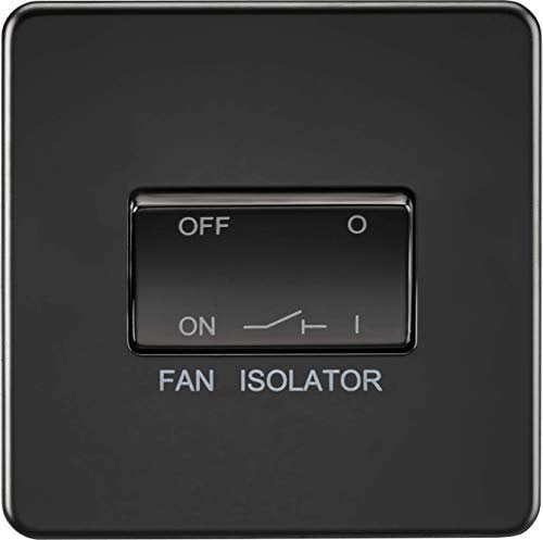 Knightsbridge SF1100MBB Screwless 3 Pole Fan Isolator Switch, 230 V, Matt Black