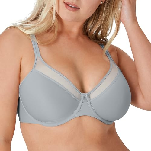 Bali womens Bali Women's One Smooth U Ultra Light Illusion Neckline Underwire Bra, Crystal Grey, 40D US