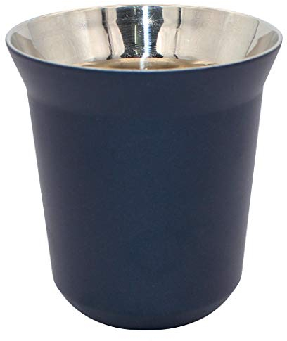 Diano Taza aislada de acero inoxidable, pequeña taza de café Metel, taza de café con aislamiento térmico de doble pared, taza de café de 160 ml, azul oscuro