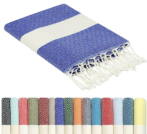 furora Holiday Strandtuch groß 100x200 cm: Baumwolle, leicht lang dünn kompakt - Premium Qualität | Hamamtuch Saunatuch, Fouta Strandhandtuch XXL | Damen & Herren Badetuch Stranddecke Picknickdecke