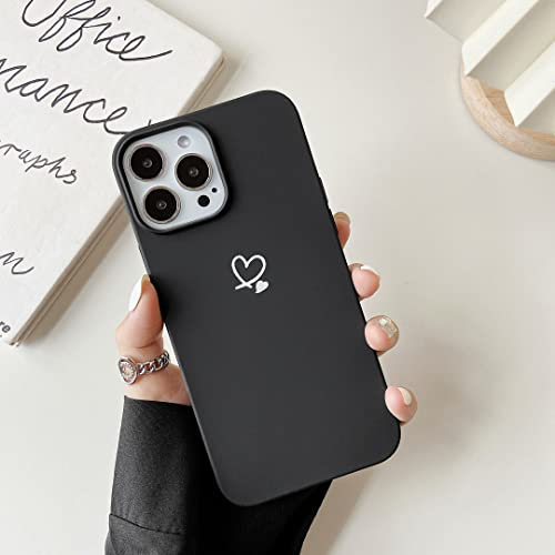 ZTOFERA Soft Case for iPhone 13 Pro Max, Ultra Slim Silicone Protective Phone Case with Cute Love Heart Pattern Shockproof Cover for iPhone 13 Pro Max, Black
