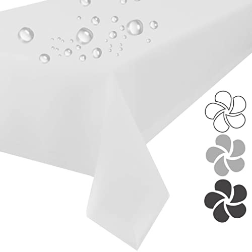Tischdecke abwaschbar 120x220 cm, Weiß – Lotuseffekt, 250 g/m² | 100 % Polyester, Wasser perlt zunächst ab, Verschüttetes direkt abwischen, Stoff nach OEKO-TEX STANDARD 100 zertifiziert