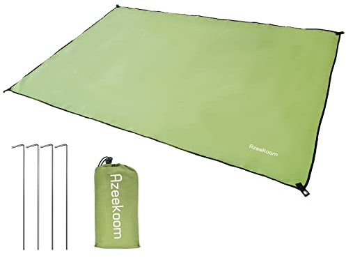 Azeekoom Zeltplane, 210 * 145cm Camping Zelt Tarp Picknickmatte Feuchtigkeitsfest Outdoor Plane mit 4 Zelt-Heringe für Camping Wandern Picknick Outdoor-Aktivitäten