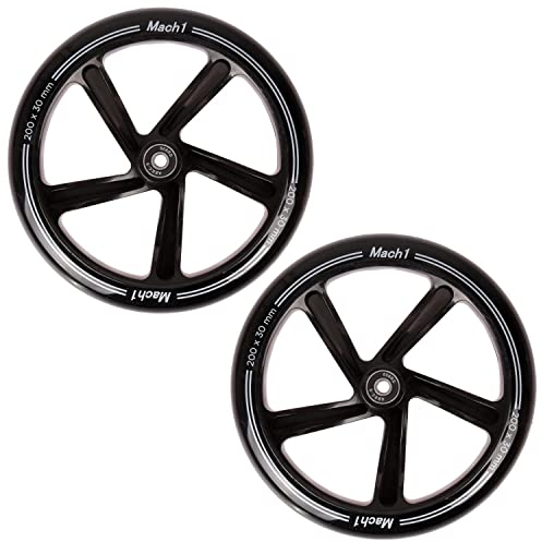 2 Stück 200x30mm Mach1 Kickscooter Rollen-Set inklusive Kugellager + Spacer - Cityroller Ersatz Reifen (200x30mm ohne LED)