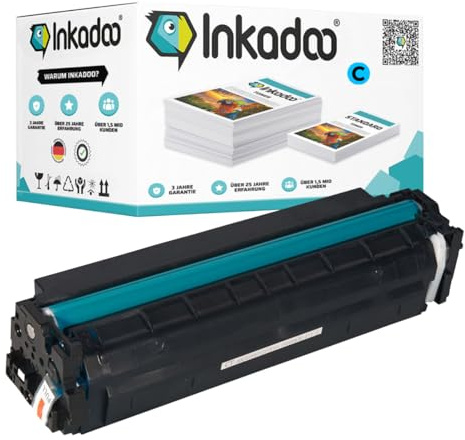 Inkadoo Toner für HP 201X / CF400X + CF253AM Color LaserJet Pro MFP M 277 dw Color LaserJet Pro M 252 n (Cyan) Tonerkartusche, Tonerpatronen, Drucker Toner