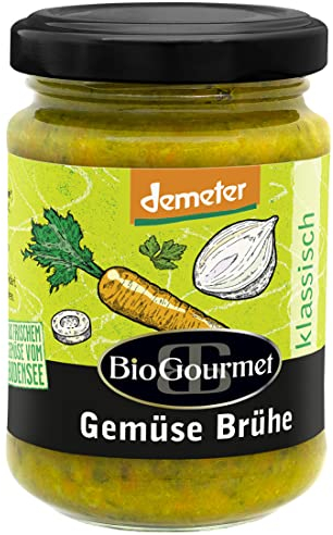 BioGourmet Gemüse Brühe klassisch, mit regionalen Zutaten vom Bodensee, demeter Anbau, 1x180g Glas