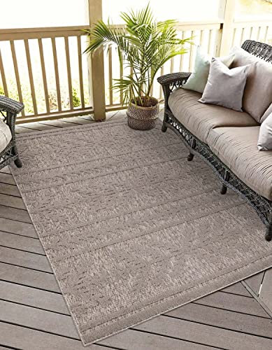 carpet city In-& Outdoor Teppich - 280x380 cm - für Innen-& Außenbereich - Wetterfest Balkon-Teppich, Terrasse, Flur, Küche - Wohnzimmer-Teppiche - Hochtief/ 3D-Effekt - Ethno-Optik in Braun